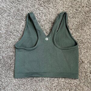 Women's Green Athletic Training Crop Top Bralette Ribbed Tank Top Size Small